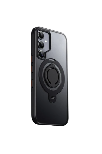 Fuchsia Samsung Galaxy S24 ile Uyumlu Avatar 360 Dönen Kablosuz Şarj Özellikli Kapak - Siyah ürün görseli 1