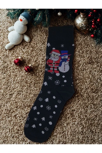 Chrstmas Socks Noel Baba Desenli Dokuma Yılbaşı Çorabı ürün görseli 1