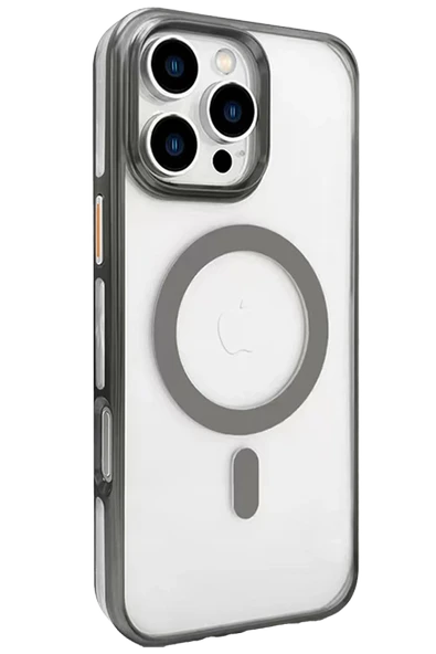 Fuchsia iPhone 16 Pro Max ile Uyumlu Gleam PC Sert Kablosuz Şarj Özellikli Kılıf - Titan Gri ürün görseli 1