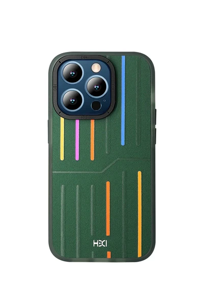 Fuchsia iPhone 15 Pro ile Uyumlu Kılıf HBC-221 Roma Kapak - Koyu Yeşil ürün görseli 1