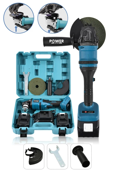 POWER BLACK 125 Mm Şarjlı Taşlama 2 Adet Akü Bedava-mavi ürün görseli 1