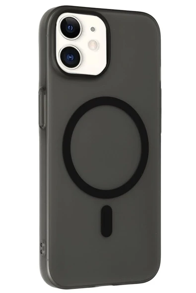 Fuchsia iPhone 12 ile Uyumlu Tuna PC Slim Kablosuz Şarj Özellikli Kapak - Siyah ürün görseli 1