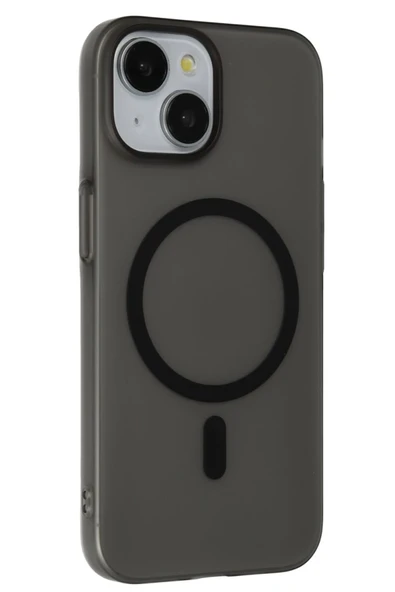 Fuchsia iPhone 15 ile Uyumlu Plus Tuna PC Slim Kablosuz Şarj Özellikli Kapak - Siyah ürün görseli 1