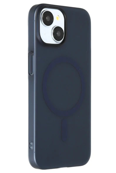 Fuchsia iPhone 15 ile Uyumlu Plus Tuna PC Slim Kablosuz Şarj Özellikli Kapak - Lacivert ürün görseli 1