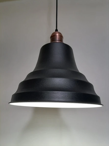 RİOLİGHT RETRO SİYAH İÇİ BEYAZ TEKLİ METAL SARKIT ÇAP: 27CM ürün görseli 1