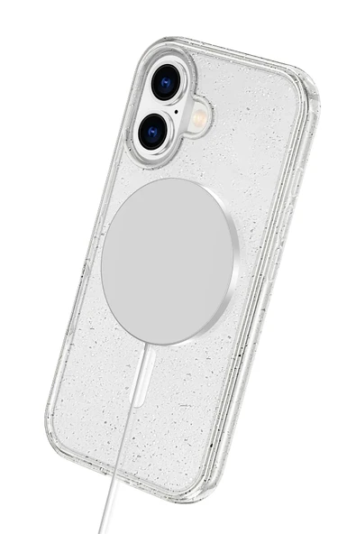 Fuchsia iPhone 16 ile Uyumlu Star Kablosuz Şarj Özellikli Kapak - Turuncu ürün görseli 1
