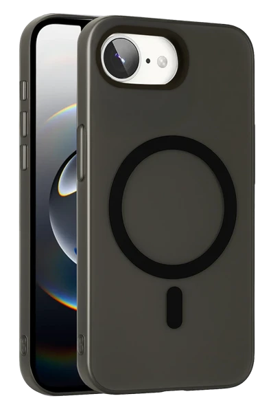 Fuchsia iPhone 16E ile Uyumlu Tuna PC Slim Kablosuz Şarj Özellikli Kapak - Siyah ürün görseli 1