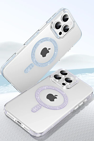 Fuchsia iPhone 14 Pro Max ile Uyumlu Move Taşlı Kablosuz Şarj Özellikli Kapak - Pembe ürün görseli 1