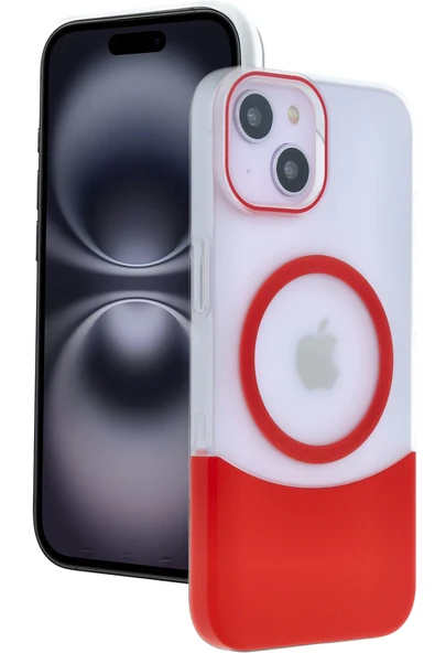 Fuchsia iPhone 14 ile Uyumlu Velar Kablosuz Şarj Özellikli Kapak - Kırmızı ürün görseli 1