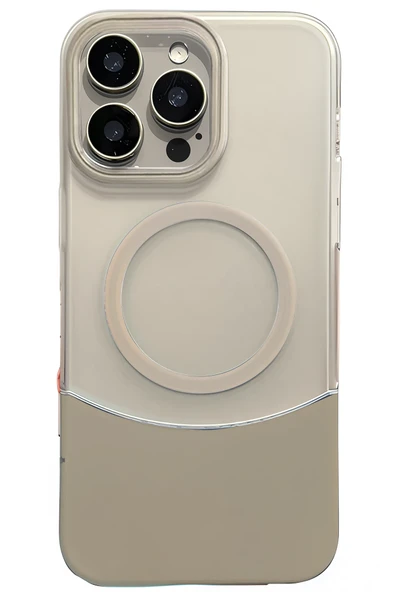 Fuchsia iPhone 16 Pro Max ile Uyumlu Velar Kablosuz Şarj Özellikli Kapak - Natural Grey ürün görseli 1