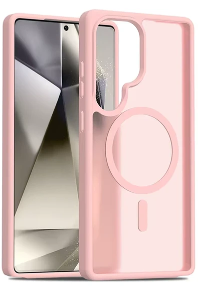Fuchsia Samsung Galaxy S25 Ultra ile Uyumlu Jota Kablosuz Şarj Özellikli Kapak - Pudra ürün görseli 1
