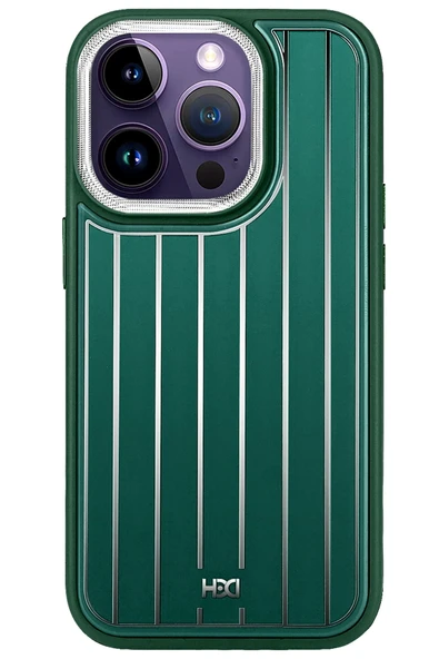 Fuchsia iPhone 14 Pro Max ile Uyumlu Kılıf HBC-190 Kolaj Kapak - Koyu Yeşil ürün görseli 1
