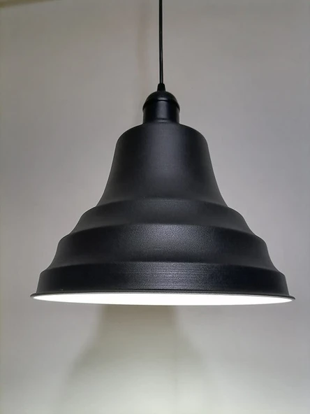RİOLİGHT RETRO SİYAH İÇİ BEYAZ TEKLİ METAL SARKIT ÇAP: 27CM ürün görseli 1