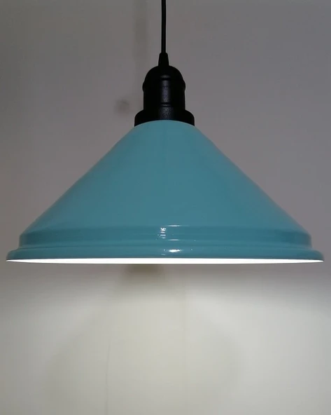 RİOLİGHT RETRO TURKUAZ İÇİ BEYAZ TEKLİ METAL SARKIT ÇAP: 33CM ürün görseli 1