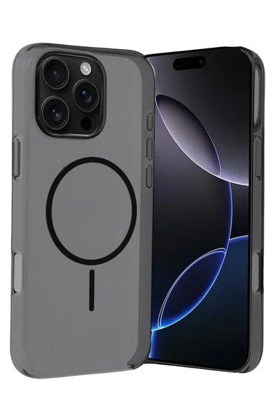 Fuchsia iPhone 16 Pro Max ile Uyumlu PC Blank Kablosuz Şarj Özellikli Kapak - Siyah ürün görseli 1