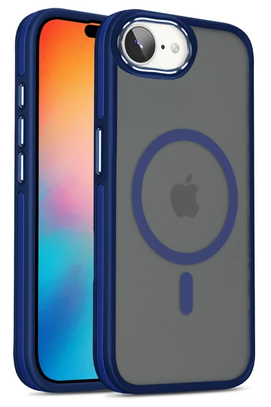 Fuchsia iPhone 16E ile Uyumlu Winner Kablosuz Şarj Özellikli Kapak - Lacivert ürün görseli 1