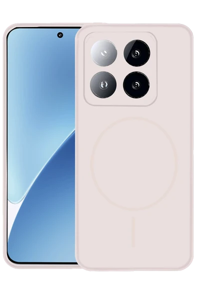 Fuchsia Mi 14T Pro ile Uyumlu Kılıf Jully Kablosuz Şarj Özellikli Kapak - Pudra ürün görseli 1