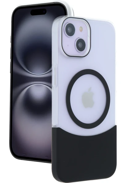 Fuchsia iPhone 14 ile Uyumlu Velar Kablosuz Şarj Özellikli Kapak - Siyah ürün görseli 1