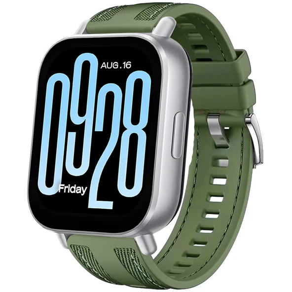 Redmi Watch 5 Active Redmi 5 Lite ile Uyumlu Metal Tokalı Dikiş Detaylı Şık Dokuma Silikon Kordon  Haki ürün görseli 1