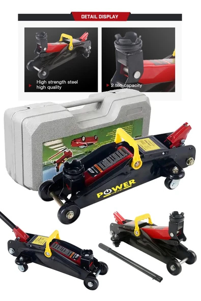 POWER BLACK NEW 2 Ton Arabalı Tekerlekli Hidrolik Timsah Kriko Kutulu ÇANTALI POWERBLACK ürün görseli 1