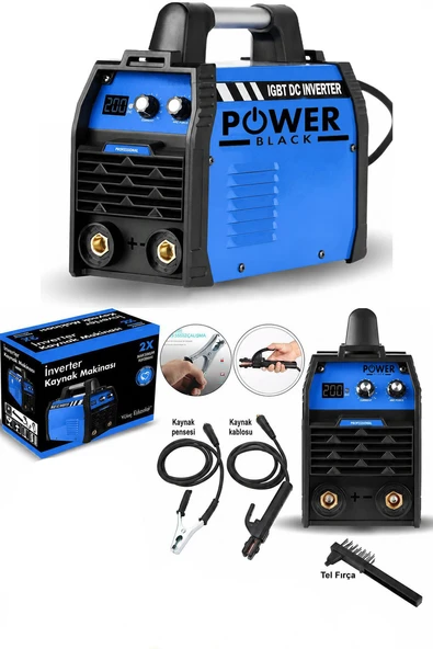 POWER BLACK Germany 200 Amper Profesyonel Dijital Göstergeli Fan Soğutmalıınventör Kaynak Makinası ürün görseli 1