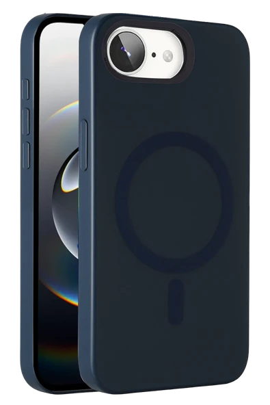 Fuchsia iPhone 16E ile Uyumlu Tuna PC Slim Kablosuz Şarj Özellikli Kapak - Lacivert ürün görseli 1