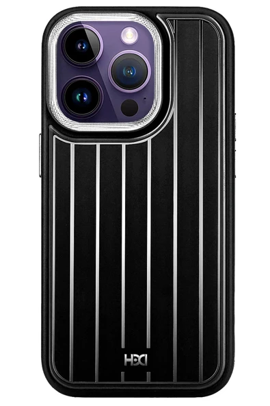 Fuchsia iPhone 15 Pro ile Uyumlu Kılıf HBC-190 Kolaj Kapak - Siyah ürün görseli 1