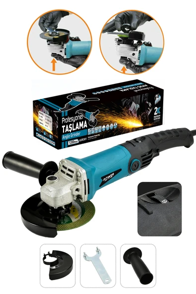 POWER BLACK Avuç Içi Taşlama Makinası 6 Kademeli Uzun Kuyruk Devir Ayarlı 125 Mm Mavi ürün görseli 1