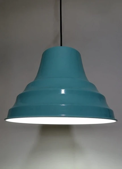 RİOLİGHT RETRO TURKUAZ İÇİ BEYAZ TEKLİ METAL SARKIT ÇAP: 27CM ürün görseli 1