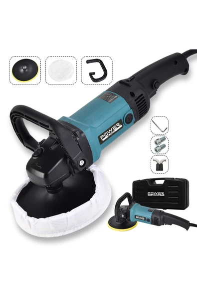 POWER BLACK Devir Ayarlı 1230w 230v Zımpara Pasta Cila Makinesi Mavi Renk ürün görseli 1