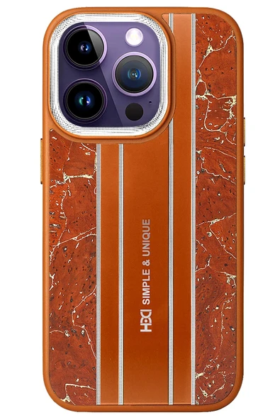 Fuchsia iPhone 15 Pro ile Uyumlu Kılıf HBC-188 Astra Kapak - Kahverengi ürün görseli 1