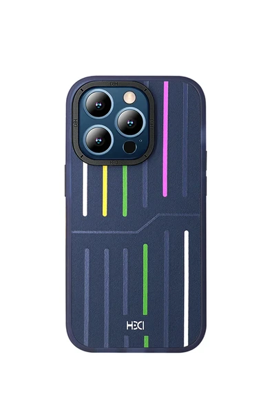 Fuchsia iPhone 14 Pro Max ile Uyumlu Kılıf HBC-221 Roma Kapak - Lacivert ürün görseli 1