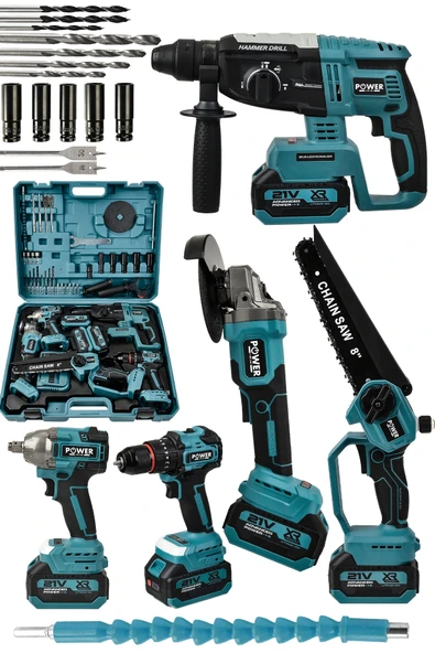 POWER BLACK PRO 21v Akülü 5'li Set Kırıcı Delici Hilti Taşlama Somun Sıkma Akülü Vidalama Budama TAŞLAMA ürün görseli 1