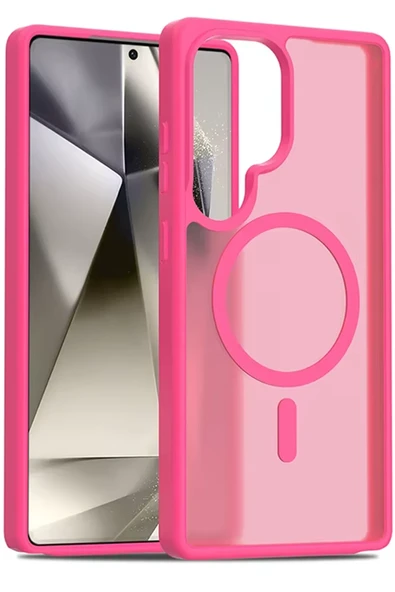 Fuchsia Samsung Galaxy S25 Ultra ile Uyumlu Jota Kablosuz Şarj Özellikli Kapak - Rose ürün görseli 1