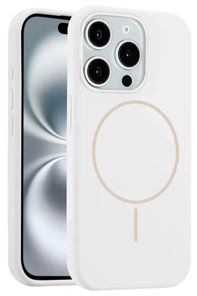Fuchsia iPhone 15 Pro Max ile Uyumlu Kılıf Jully Kablosuz Şarj Özellikli Kapak - Beyaz ürün görseli 1