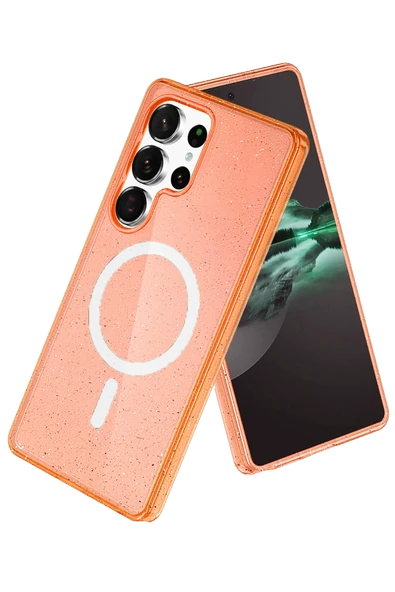 Fuchsia Samsung Galaxy S25 Ultra ile Uyumlu Star Kablosuz Şarj Özellikli Kapak - Turuncu ürün görseli 1