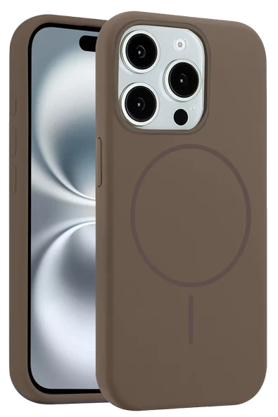 Fuchsia iPhone 15 Pro Max ile Uyumlu Kılıf Jully Kablosuz Şarj Özellikli Kapak - Kahverengi ürün görseli 1