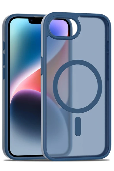 Fuchsia iPhone 16E ile Uyumlu Jota Kablosuz Şarj Özellikli Kapak - Lacivert ürün görseli 1
