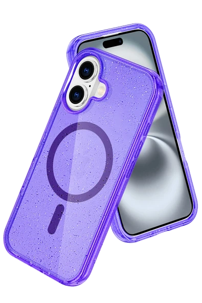 Fuchsia iPhone 16 ile Uyumlu Star Kablosuz Şarj Özellikli Kapak - Mor ürün görseli 1