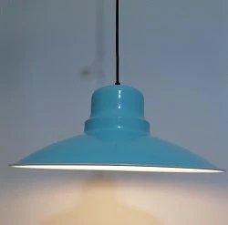 RİOLİGHT RETRO  TURKUAZ İÇİ BEYAZ TEKLİ METAL SARKIT ÇAP: 37CM ürün görseli 1