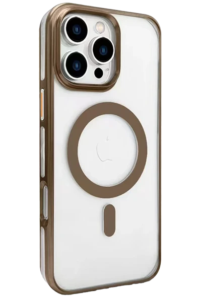 Fuchsia iPhone 16 Pro ile Uyumlu Gleam PC Sert Kablosuz Şarj Özellikli Kılıf - Kahverengi ürün görseli 1