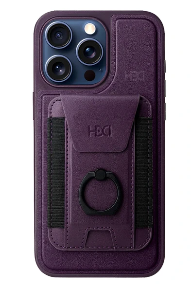Fuchsia iPhone 15 Pro Max ile Uyumlu HBC-228 Havana Magnet Kartvizitli Kapak - Derin Mor ürün görseli 1