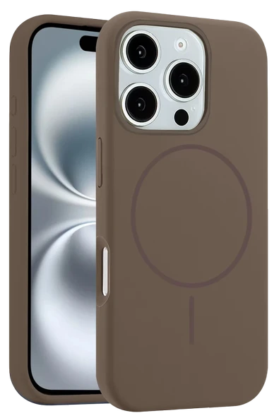 Fuchsia iPhone 16 Pro Max ile Uyumlu Kılıf Jully Kablosuz Şarj Özellikli Kapak - Kahverengi ürün görseli 1