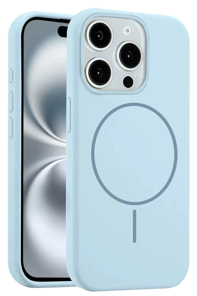 Fuchsia iPhone 15 Pro Max ile Uyumlu Kılıf Jully Kablosuz Şarj Özellikli Kapak - Mavi ürün görseli 1