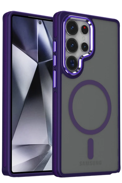 Fuchsia Samsung Galaxy S25 Ultra ile Uyumlu Winner Kablosuz Şarj Özellikli Kapak - Derin Mor ürün görseli 1