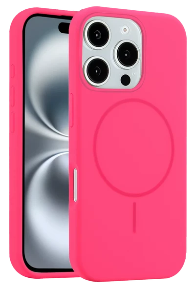 Fuchsia iPhone 16 Pro ile Uyumlu Kılıf Jully Kablosuz Şarj Özellikli Kapak - Pembe ürün görseli 1