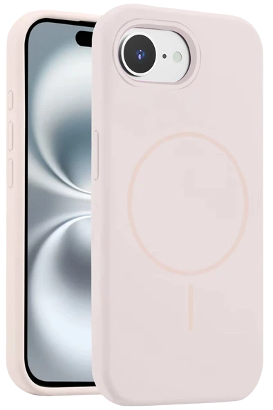Fuchsia iPhone 16E ile Uyumlu Kılıf Jully Kablosuz Şarj Özellikli Kapak - Pudra ürün görseli 1