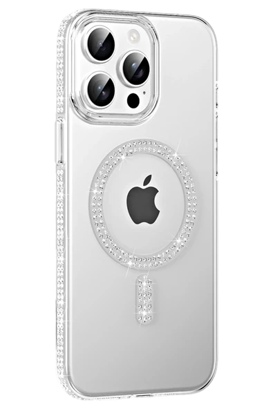 Fuchsia iPhone 14 Pro Max ile Uyumlu Move Taşlı Kablosuz Şarj Özellikli Kapak - Natural Grey ürün görseli 1