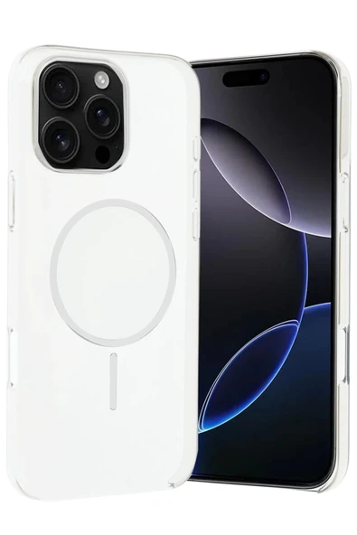 Fuchsia iPhone 16 Pro Max ile Uyumlu PC Blank Kablosuz Şarj Özellikli Kapak - Şeffaf ürün görseli 1