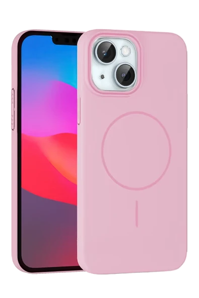 Fuchsia iPhone 15 Plus ile Uyumlu Broş Kablosuz Şarj Özellikli Kapak - Pembe ürün görseli 1